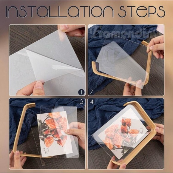 One Modern Curved Natural Wood Frame with Asymmetrical Design and Acrylic - Picture 6 of 11